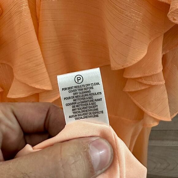 Halston Women’s Pink Blush Ruffled Sleeve Tied Back Flowy Midi Dress Size 10 - Picture 10 of 10